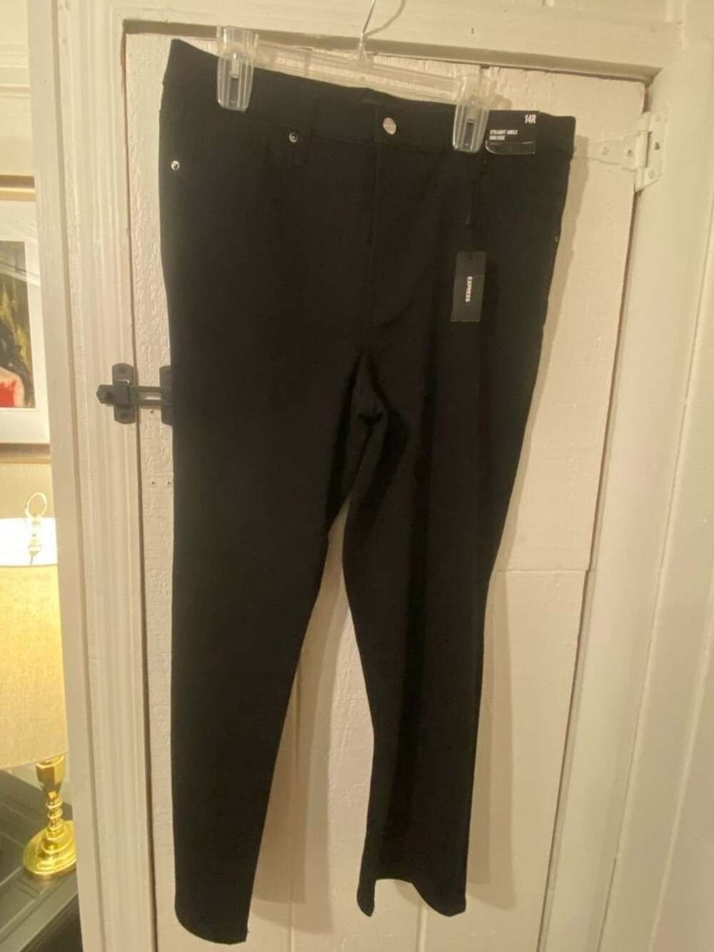 Express Straight Ankle High Rise Pants Size 14R Black New with Tags